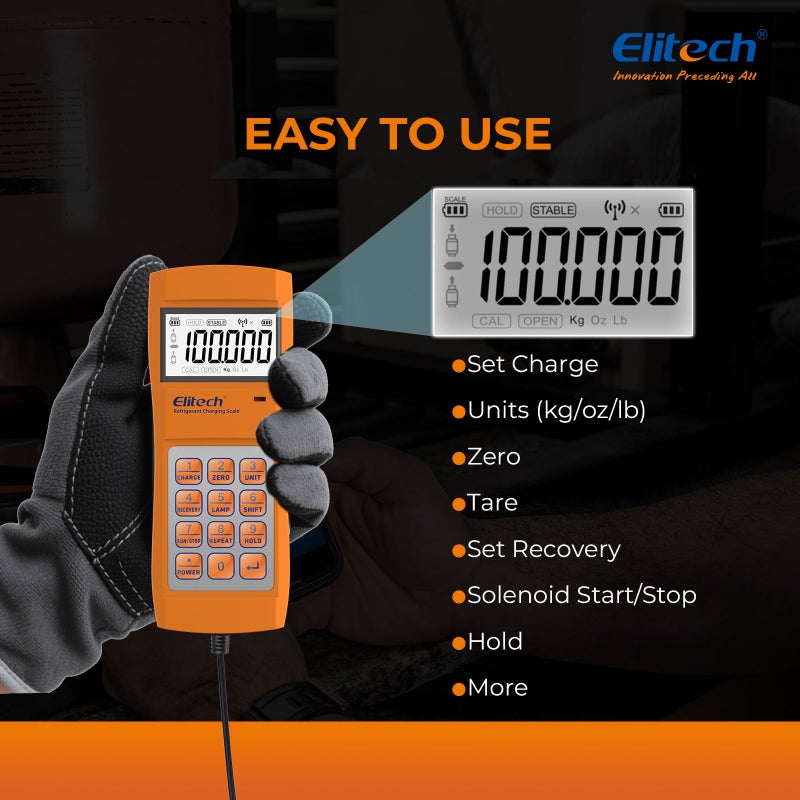 Elitech LMC-200 Refrigerant Scale - 220lb HVAC & Automotive Charging Scale for R134a/R1234yf, Freon Recovery with Anti-Collision Design - Image 4